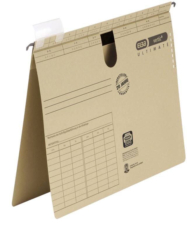 ELBA vertic ULTIMATE Hängehefter A4 V-Boden Naturbraun Blauer Engel UZ56 (Recyclingkarton Schreibwaren) 25 Stück