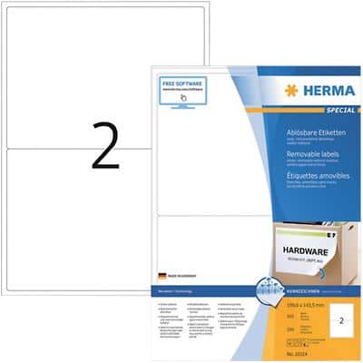 HERMA 10314 Wiederablösbare Etiketten Beweglich Weiß Rechteckig 200 Etiketten pro Packung