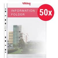 Viking Prospekthüllen Recycled A4 Glasklar Transparent 80 Mikron PP (Polypropylen) Öffnung Oben 11 Löcher 50 Stück