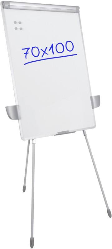 Viking Freihstehendes Dreibeiniges Magnetisches Flipchart Executive Höhenverstellbar 70 x 100 cm Silber, Weiß