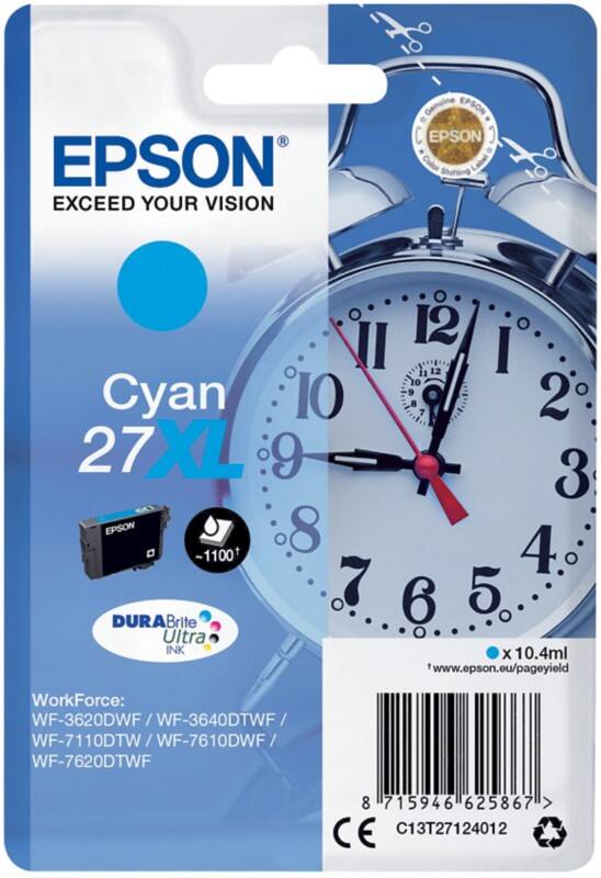 Epson 27XL Original Tintenpatrone C13T27124012 Cyan