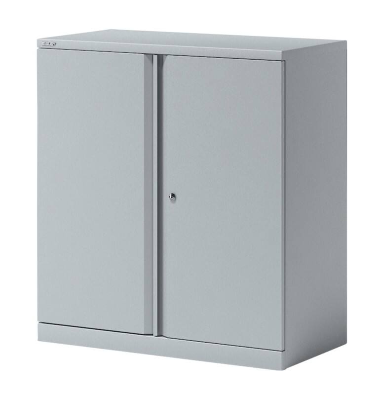 Bisley Flügeltürenschrank Stahl 1 Fachboden abschließbar 914 x 470 x 1.000 mm Hellgrau
