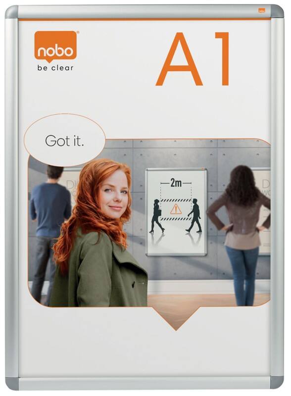 Nobo Premium Plus A1 Klapprahmen Silber Aluminium 1902211 65 (B) x 3,2 (T) x 90 (H) cm A1