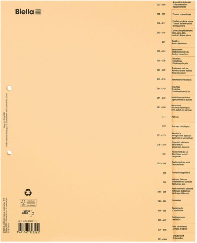 Biella Zahlenregister DIN A4+ Braun 26-teilig 180 g/m² 2 Löcher