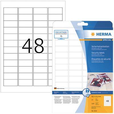 HERMA Sicherheitsetiketten 4232 Weiß Rechteckig 1200 Etiketten pro Packung