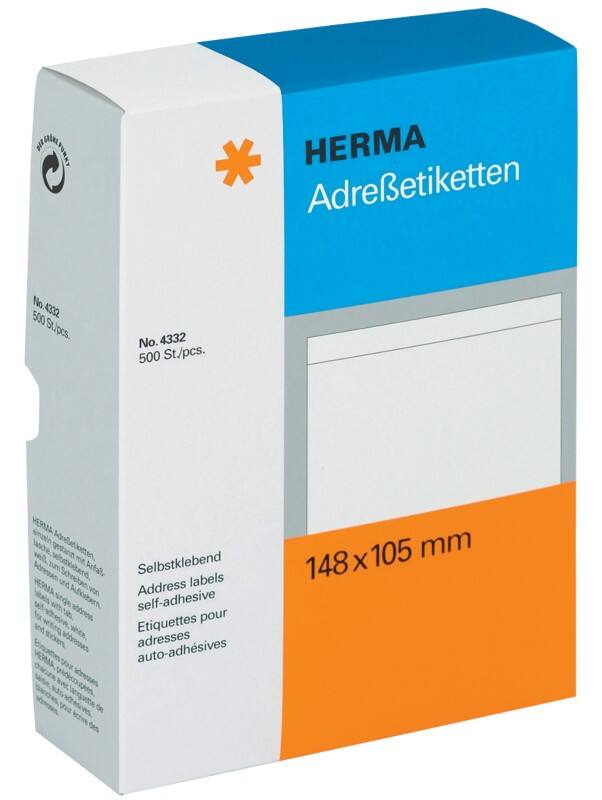 HERMA Adressetiketten 4332 Weiß Rechteckig 500 Etiketten pro Packung