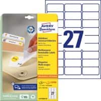 AVERY Zweckform Wiederablösbare Etiketten L4737REV-25 Weiß A4 63,5 x 29,6 mm 27 Blatt à 25 Etiketten