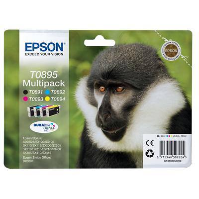 Epson T0895 Original Tintenpatrone C13T08954010 Schwarz, Cyan, Magenta, Gelb Multipack 4 Stück