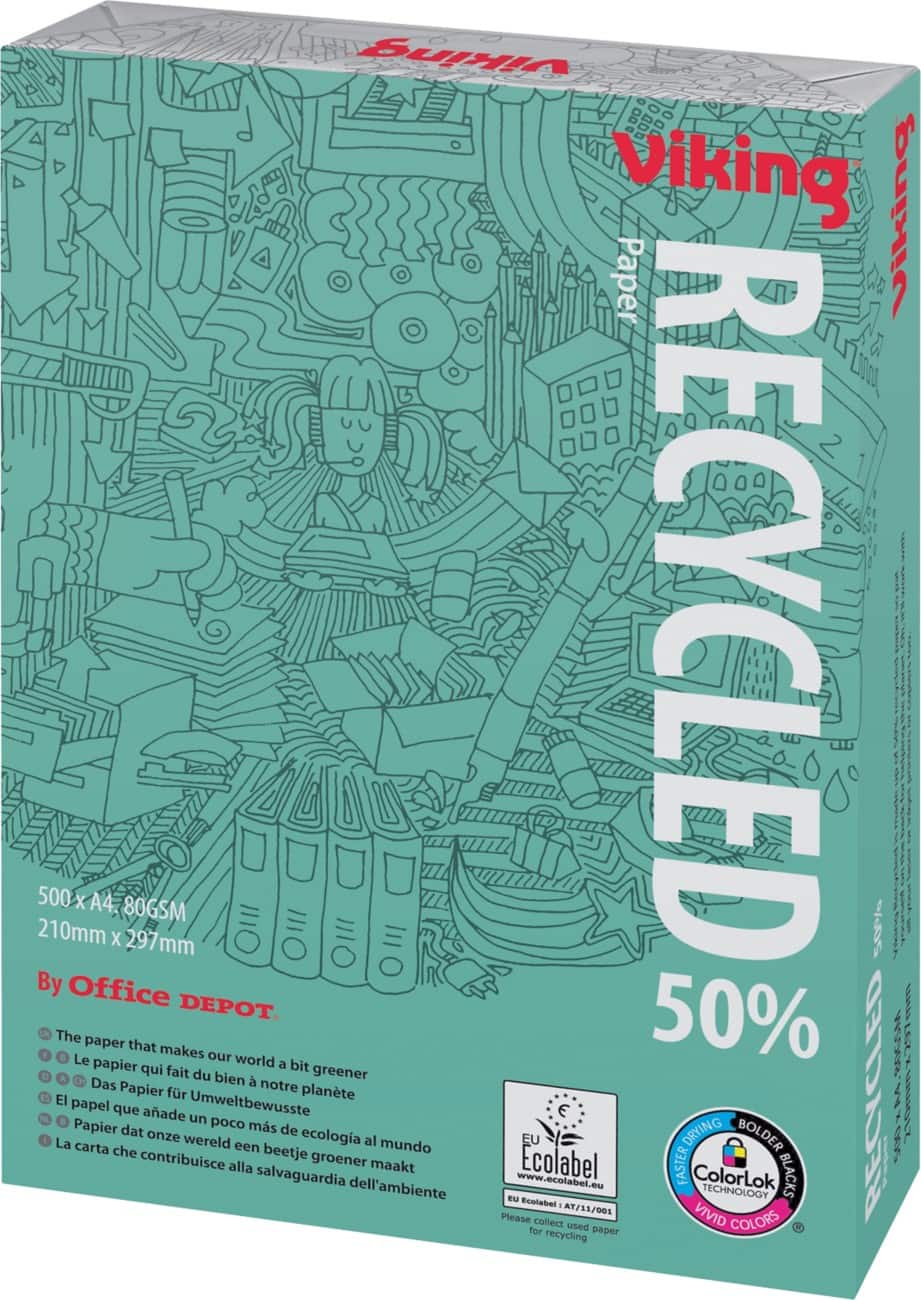 Viking 50% Recycling Kopier-/ Druckerpapier DIN A4 80 g/m² Weiß 161 CIE 500 Blatt