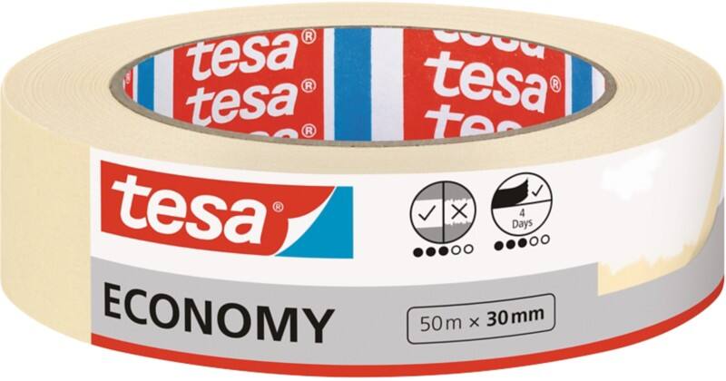 tesa Abdeckband Economy Beige 30 mm (B) x 50 m (L) Krepppapier