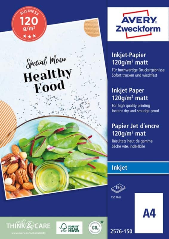 AVERY Zweckform Inkjet Fotopapier 2576-150 Weiß A4 120 g/m² 150 Blatt