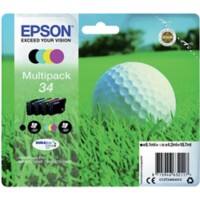 Epson 34 Original Tintenpatrone C13T34664010 Schwarz, Cyan, Magenta, Gelb 4 Stück Multipack