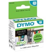 DYMO LW Etiketten Authentisch 11353 S0722530 Selbsthaftend Schwarz auf Weiß 13 x 25 mm 1000 Etiketten