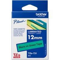 Brother TZe-731 Authentic Schriftband Selbstklebend Schwarzer Druck auf Green 12 mm x 8m