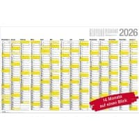 Bühner Jahreskalender B4 2026 Querformat Weiß Deutsch 106,9 x 66,5 cm