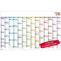 Bühner Jahreskalender B4 2026 Querformat Weiß Deutsch 106,4 x 66,6 cm