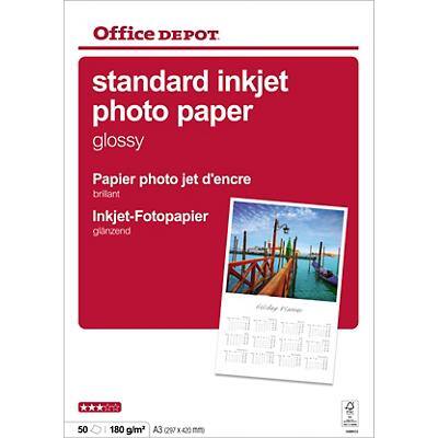 Office Depot Inkjet Fotopapier Glänzend DIN A3 180 g/m² Weiß 50 Blatt