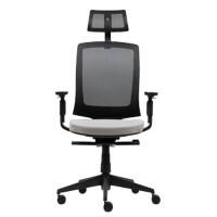 Realspace Synchro Tilt Ergonomischer Bürostuhl Karl Ergo mit 3D-Armlehne und verstellbarer Sitzfläche Mesh Schwarz & Grau