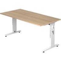 Hammerbacher Höhenverstellbarer Schreibtisch VOS16/E/W Eiche, Weiß 1.600 x 800 x 650 mm