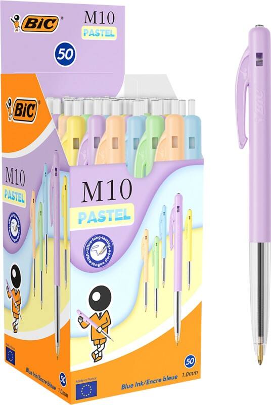 BIC Pastel M10 Einziehbar Kugelschreiber Blau 0.7 mm Mittel Kugelschreiber 50 Stück