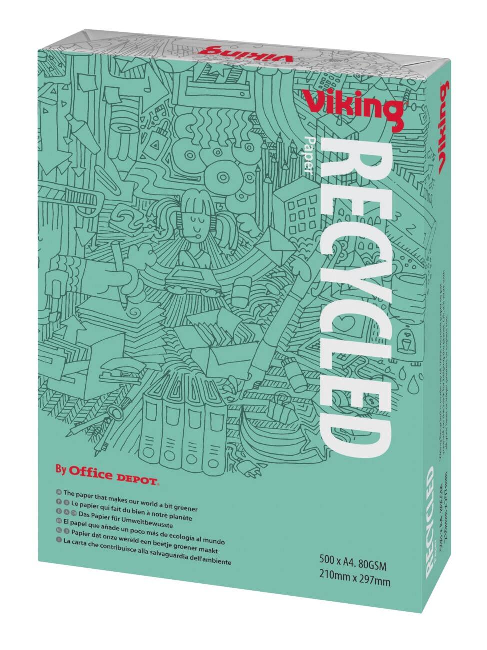 Viking 100% Recycling Kopier-/ Druckerpapier DIN A4 80 g/m² Weiß 58 CIE 500 Blatt
