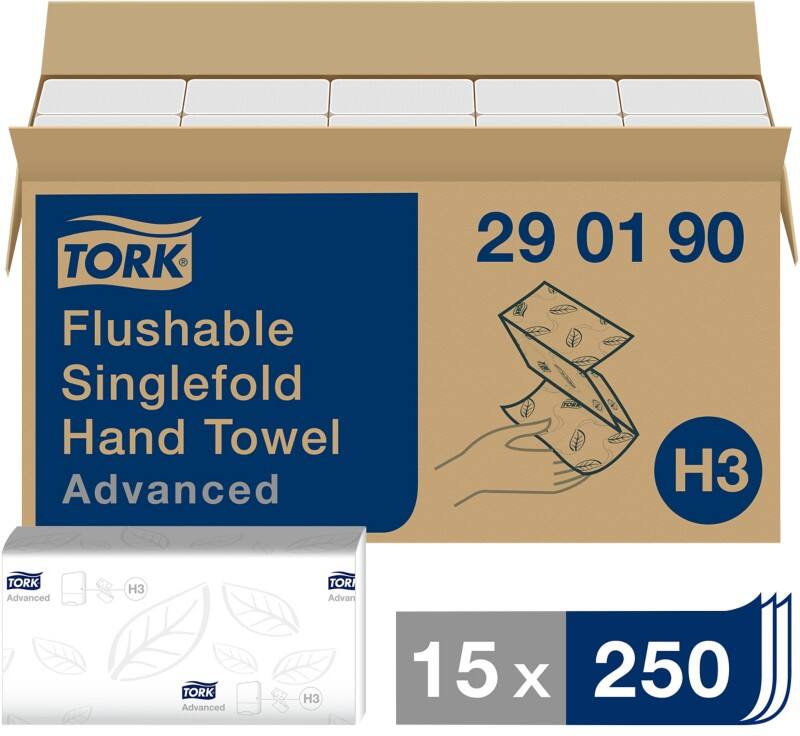 Tork Advanced  Papierhandtücher H3 Z-falz Weiß 2-lagig 290190 15 Stück à 250 Blatt