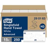 Tork Advanced 100% Recycelt  Falthandtücher H3 V-falz Weiß 2-lagig 290163 15 Stück à 250 Blatt