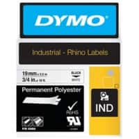 DYMO IND S0718220 / 18484 Authentic Rhino Polyester Schriftband Selbstklebend Schwarzer Druck auf Weiß 19 mm x 5.5m