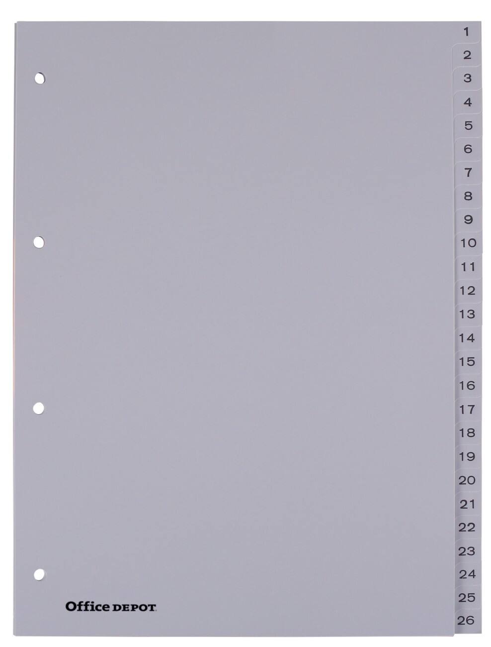 Office Depot Register 1-52 DIN A4 Grau 52-teilig 4-fach Kunststoff 1 bis 52
