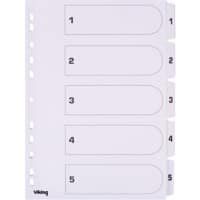 Office Depot Register DIN A4 Weiß 5-teilig 11-fach Mylar 1 bis 5