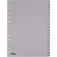 Office Depot Register DIN A4 Grau 20-teilig Perforiert Kunststoff 1 bis 20