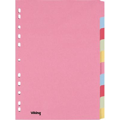 Viking Standard Blanko Register Recycelt 100% A4 Färbig sortiert Mehrfärbig 10-teilig Pappkarton Rechteckig 11 Löcher 10 Blatt