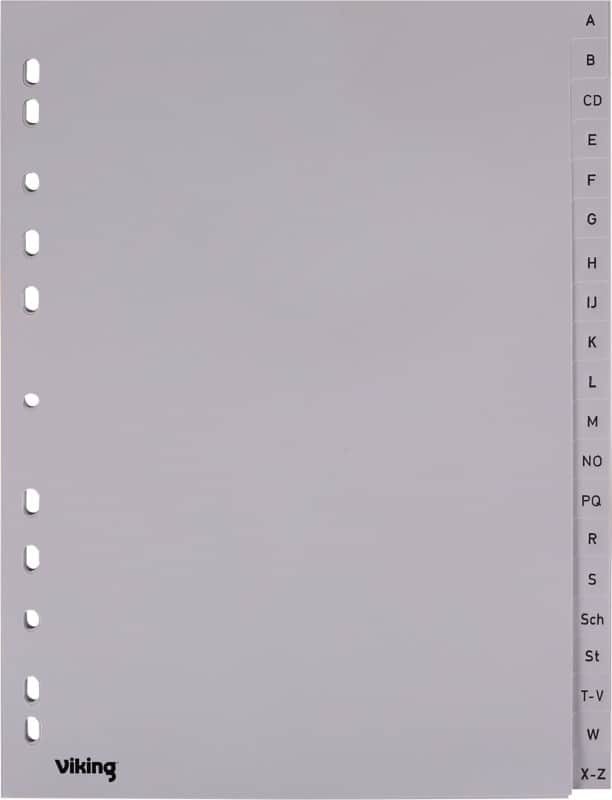 Viking A - Z A-Z Register  A4 Grau 20-teilig PP (Polypropylen) 11 Löcher