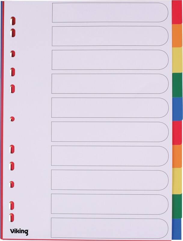 Viking Blanko Register  A4 Färbig sortiert 10-teilig PP (Polypropylen) 11 Löcher
