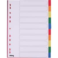 Office Depot Blanko Register A4 Färbig sortiert Farbig Sortiert 10-teilig PP (Polypropylen) Rechteckig 11 Löcher 10 Blatt