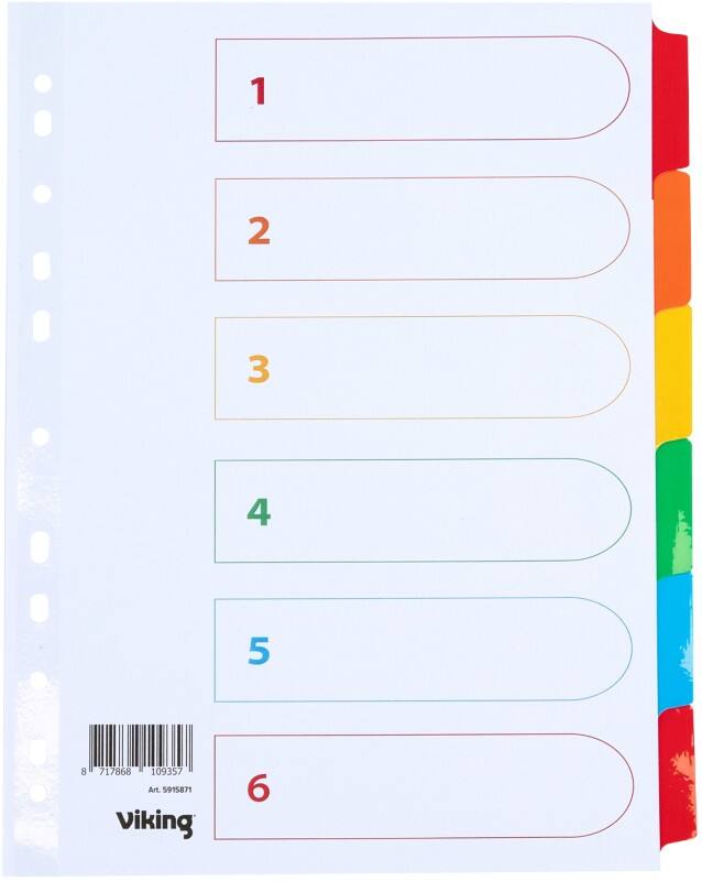Viking Mylar Blanko Blanko Register  A4 Färbig sortiert 6-teilig Pappkarton 11 Löcher 28090 6 Blatt