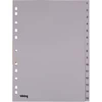 Office Depot Register DIN A4 Grau 15-teilig 11-fach Kunststoff 1 bis 15