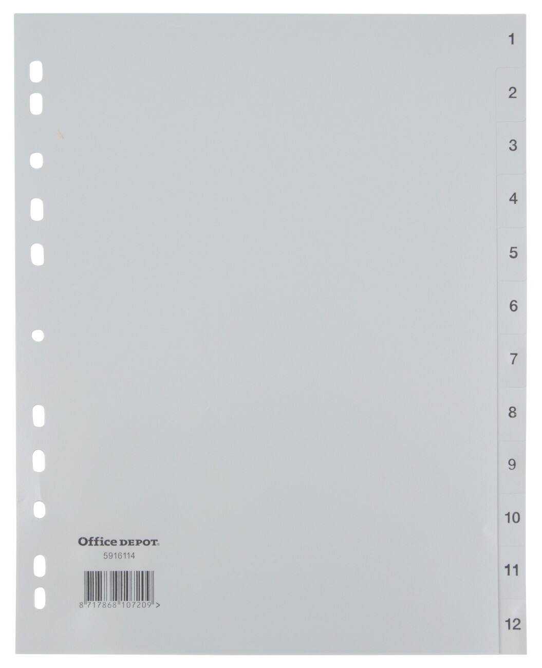 Office Depot Register Numerisch A4 Überbreite Polypropylen 12-teilig Grau