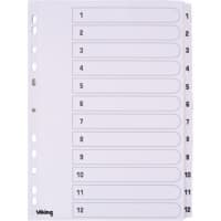 Office Depot Register DIN A4 Weiß 12-teilig 11-fach Mylar 1 bis 12