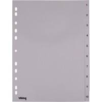 Office Depot Register DIN A4 Grau 10-teilig Perforiert Kunststoff 1 bis 10