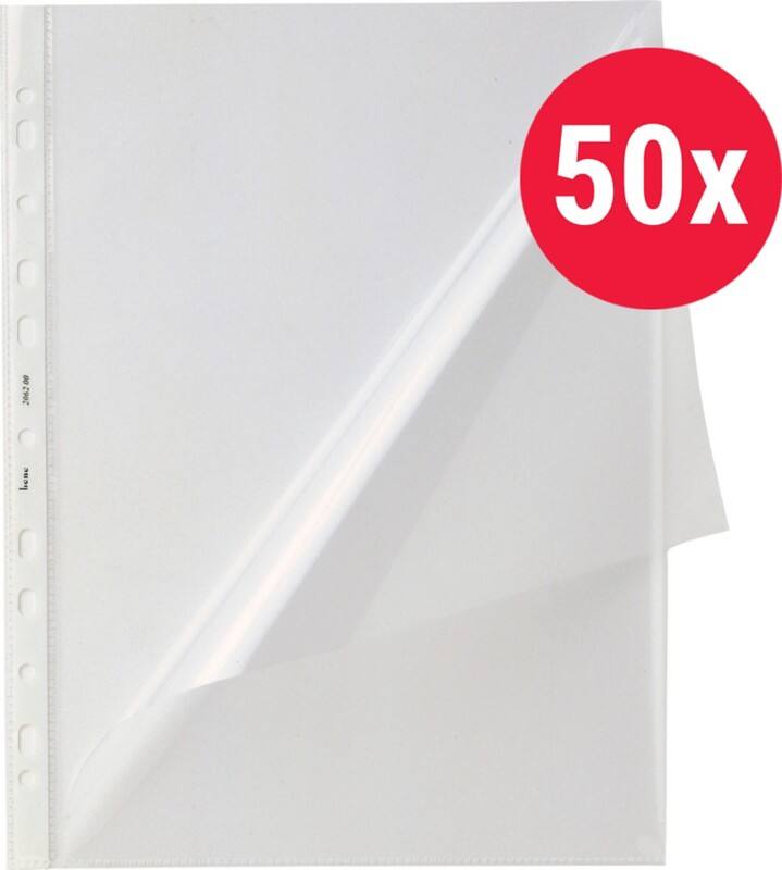Bene Prospekthüllen A4 Glasklar Glasklar, Transparent 140 Mikron PP (Polypropylen) Öffnung oben und links 11 Löcher 50 Stück