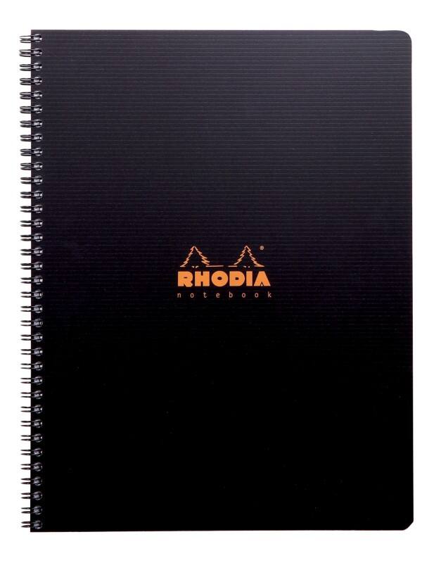 Rhodia Notizbuch DIN A4+ Kariert Spiralbindung PP (Polypropylen) Schwarz Gelocht 160 Seiten 80 Blatt