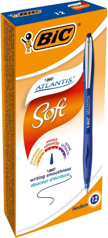 BIC Atlantis Soft Kugelschreiber Blau Mittel 0.4 mm Nachfüllbar 12 Stück
