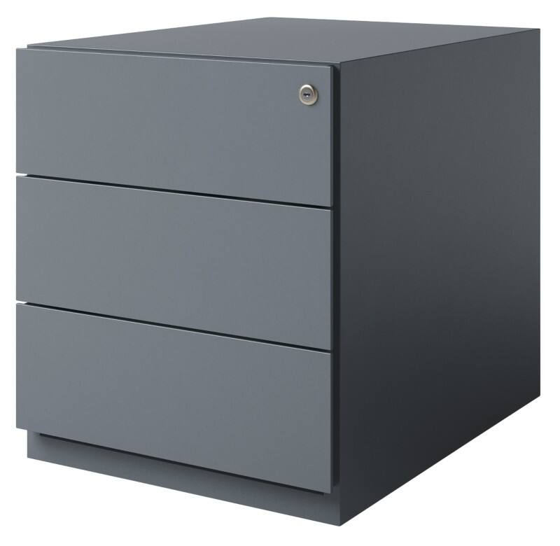 Bisley Rollcontainer Note 3 Schubladen Anthrazit 420 x 565 x 495 mm