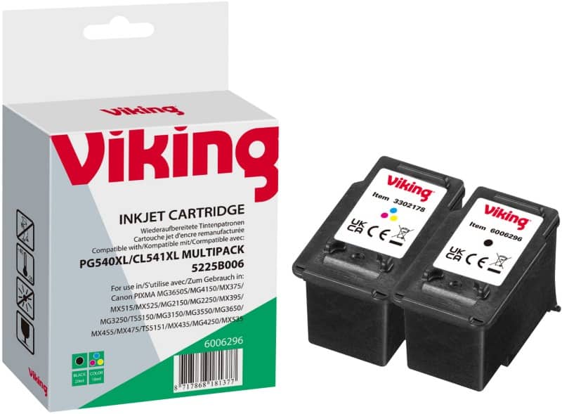 Viking PG-540XL / CL-541XL Kompatibel Canon Tintenpatrone Schwarz, Cyan, Magenta, Gelb Multipack 2 Stück