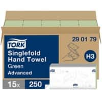 Tork Advanced 100% Recycelt Papierhandtücher H3 V-falz (zick-zack) Grün 2-lagig 290179 15 Stück à 250 Blatt