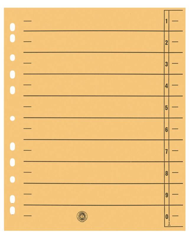 Viking 1 bis 10 Trennblätter Recycled 100% Spezial Gelb 10-teilig Pappkarton 11 Löcher 100 Stück 