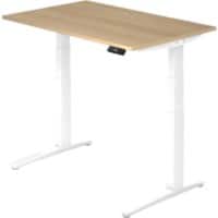 Hammerbacher Sitz- und Stehschreibtisch XBHM Rechteckig Eiche, Weiß 1.200 x 800 x 720 x 65 - 130 mm