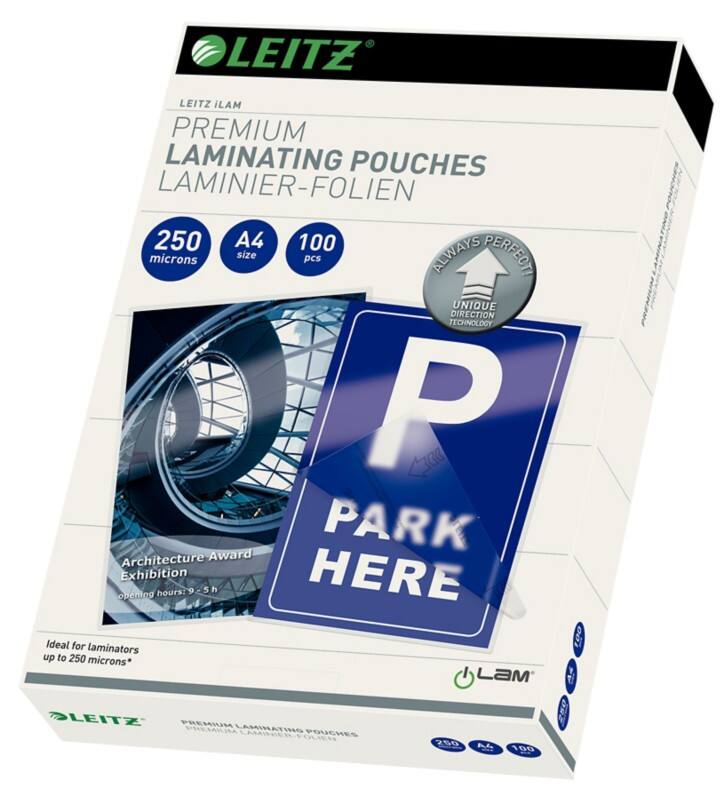 Leitz iLAM Premium Laminierfolien A4 Glänzend 250 Mikron (2 x 250) Transparent 100 Stück
