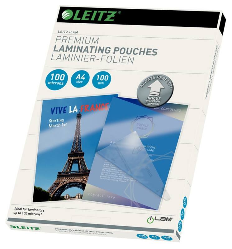 Leitz iLAM Premium Laminierfolien A4 Glänzend 100 Mikron (2 x 100) Transparent 100 Stück